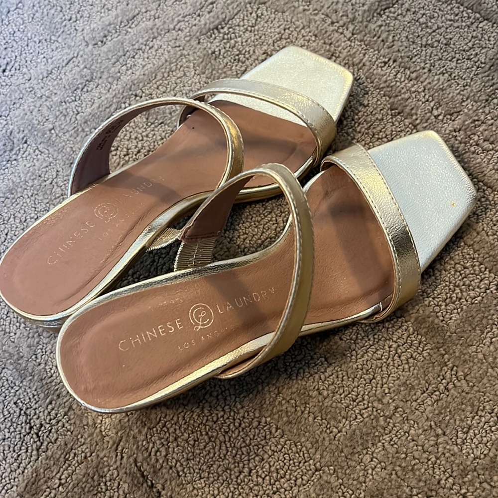 Size 6 Chinese laundry gold heels